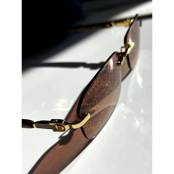 NEW Gucci GG1221S 004 Rimless Monogram Logo Lens Sunglasses - Picture 8 of 10